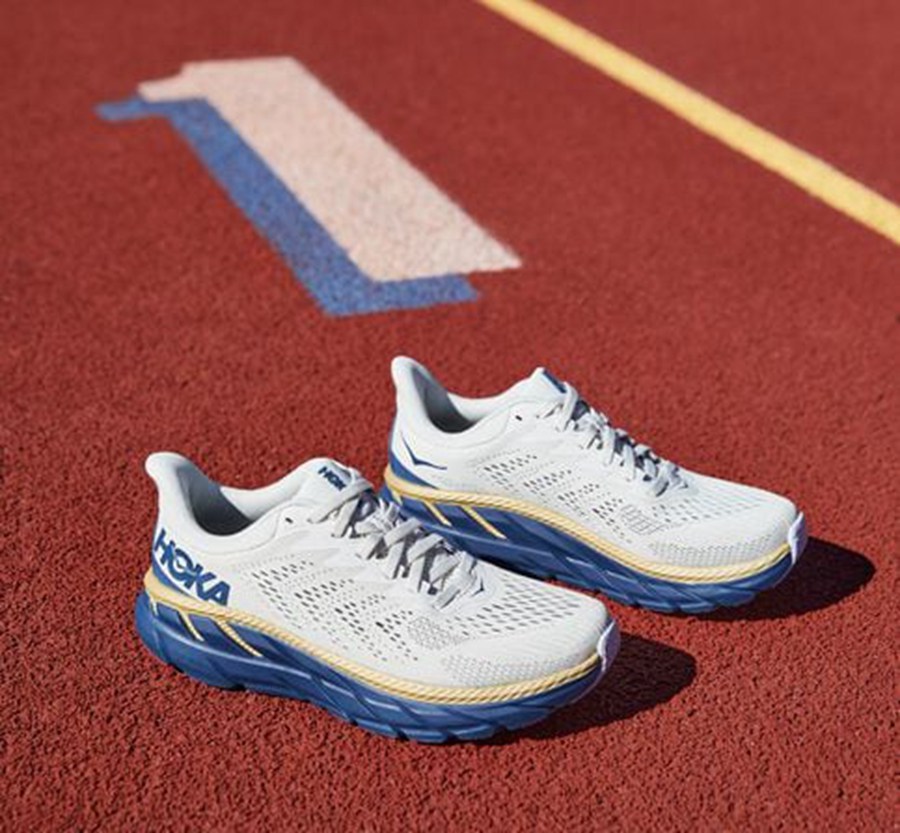 Hoka One One Tenisky Damske Biele/Modre - Clifton 7 - 50914-TWRF